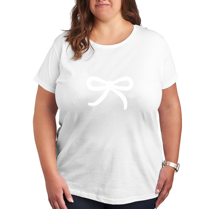 Simple White Bow Black Coquette Aesthetic Tee For Women