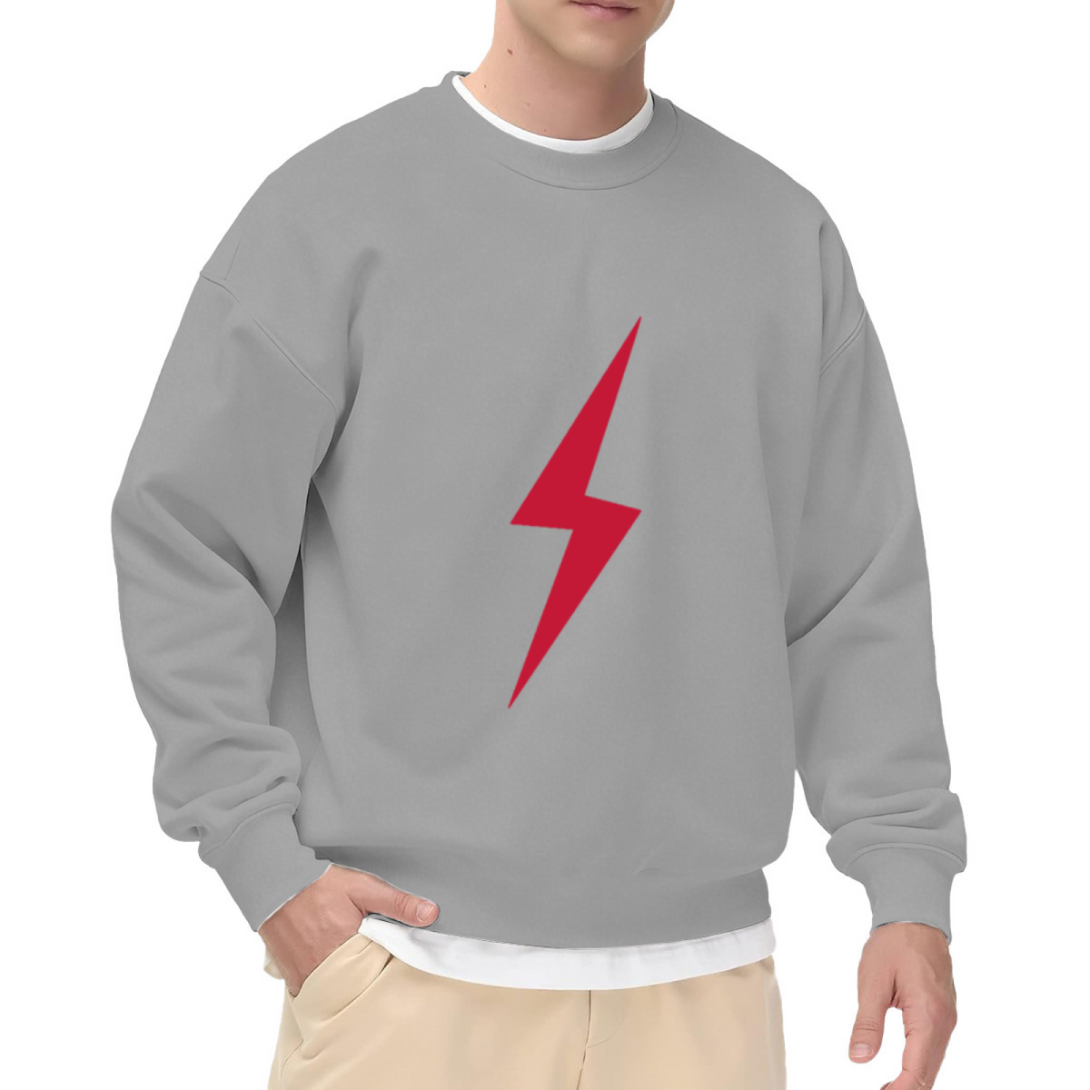 Bold Red Lightning Bolt Simple Minimalist Crewneck Sweatshirt