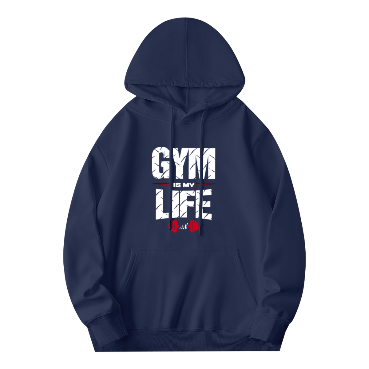 Gym Is My Life Dumbbell Navy Hoodie, Fitness Lover Ultra Soft Sweatshirt