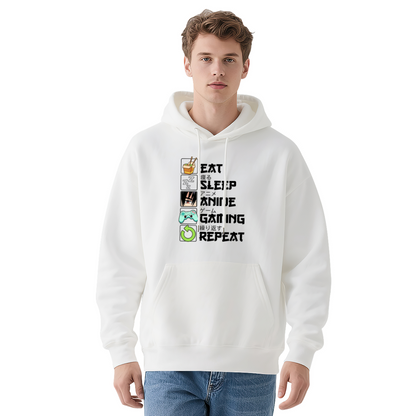 Eat Sleep Anime Gaming Repeat Fun Hobby Hoodie
