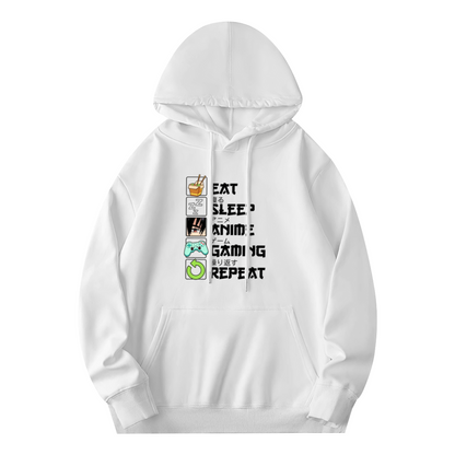 Eat Sleep Anime Gaming Repeat Fun Hobby Hoodie