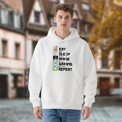 Eat Sleep Anime Gaming Repeat Fun Hobby Hoodie