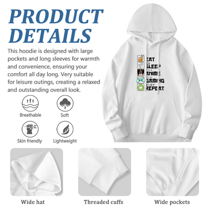 Eat Sleep Anime Gaming Repeat Fun Hobby Hoodie