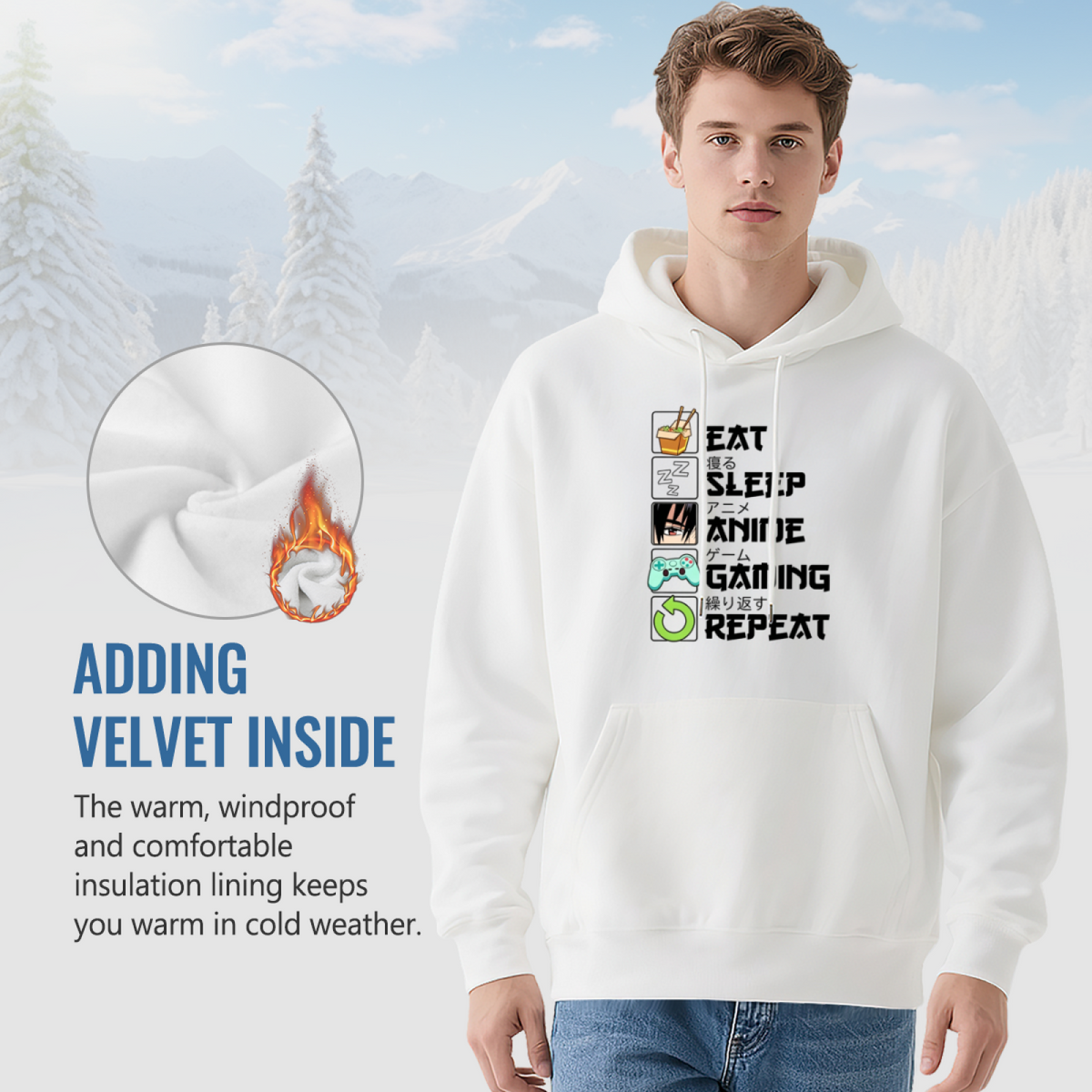 Eat Sleep Anime Gaming Repeat Fun Hobby Hoodie