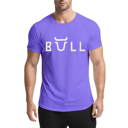 Bull Horn Creative Font Green Graphic Tee, Unique Street Style Heavyweight Shirt