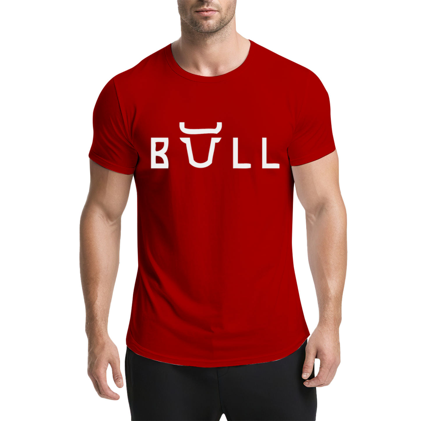 Bull Horn Creative Font Green Graphic Tee, Unique Street Style Heavyweight Shirt