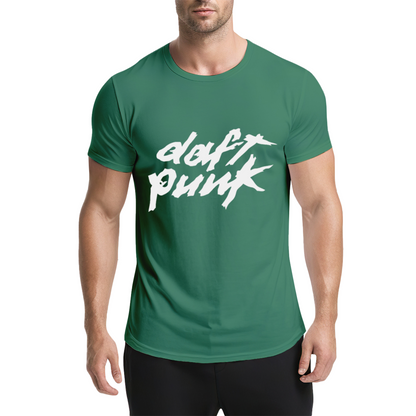 Daft Punk Band Graffiti Red Graphic Tee, EDM Fan Retro Streetwear T-Shirt