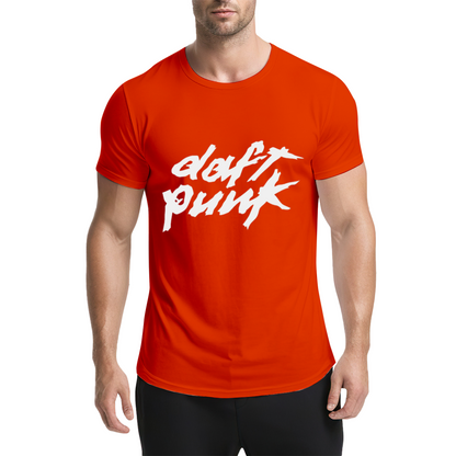 Daft Punk Band Graffiti Red Graphic Tee, EDM Fan Retro Streetwear T-Shirt