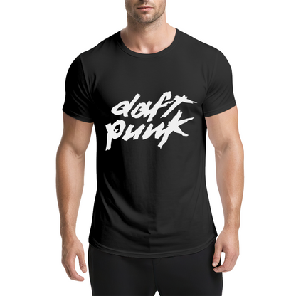 Daft Punk Band Graffiti Red Graphic Tee, EDM Fan Retro Streetwear T-Shirt