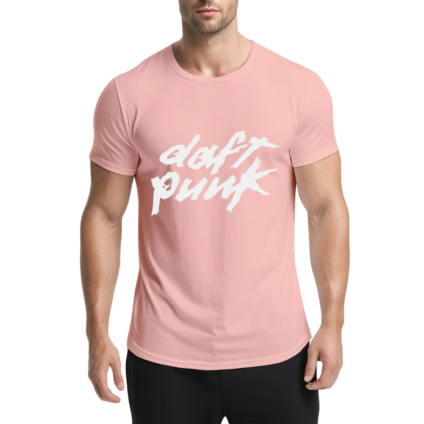 Daft Punk Band Graffiti Red Graphic Tee, EDM Fan Retro Streetwear T-Shirt