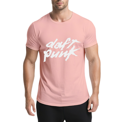Daft Punk Band Graffiti Red Graphic Tee, EDM Fan Retro Streetwear T-Shirt