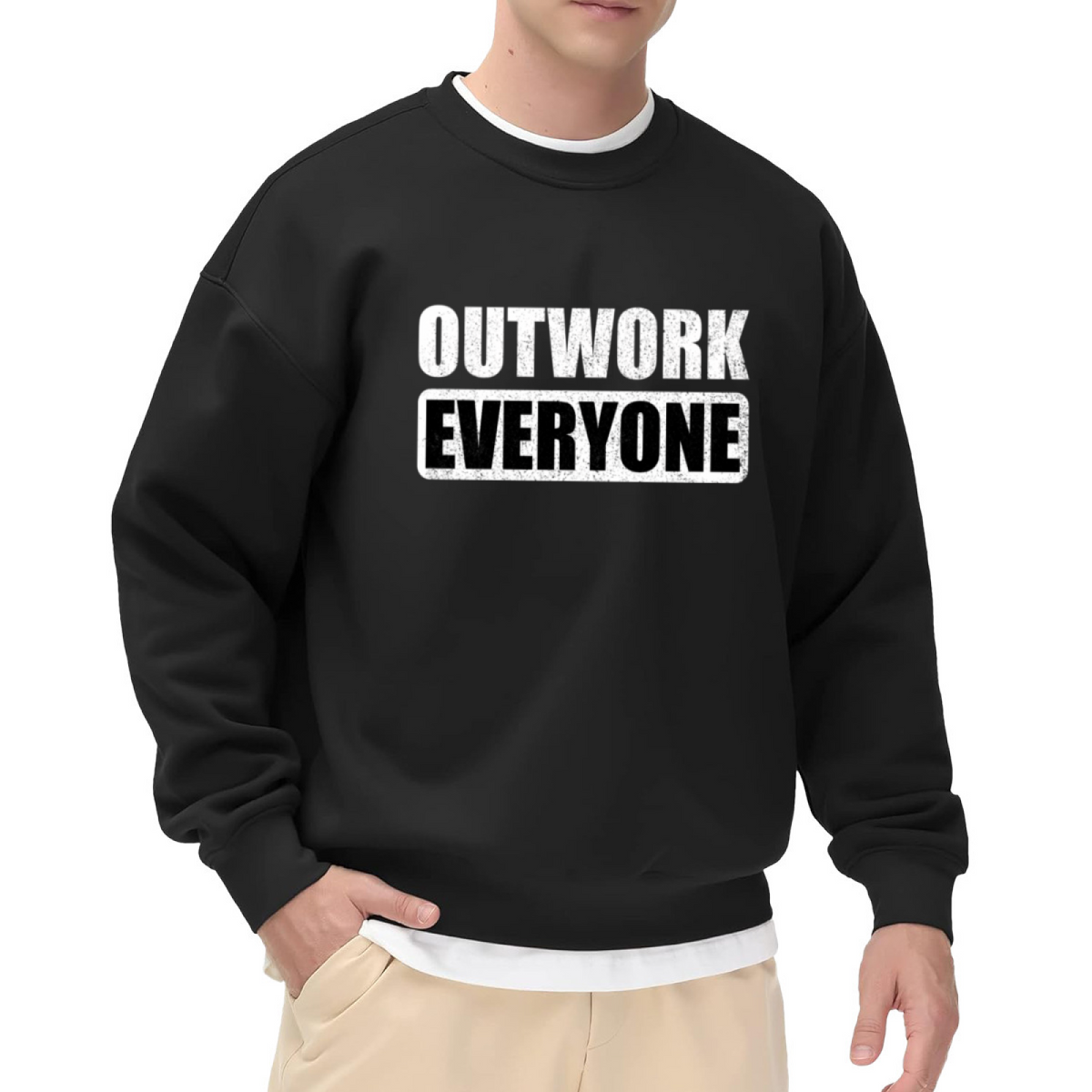 Outwork Everyone Motivational Quote Crewneck Sweatshirt Gym Workout Inspirational Pullover