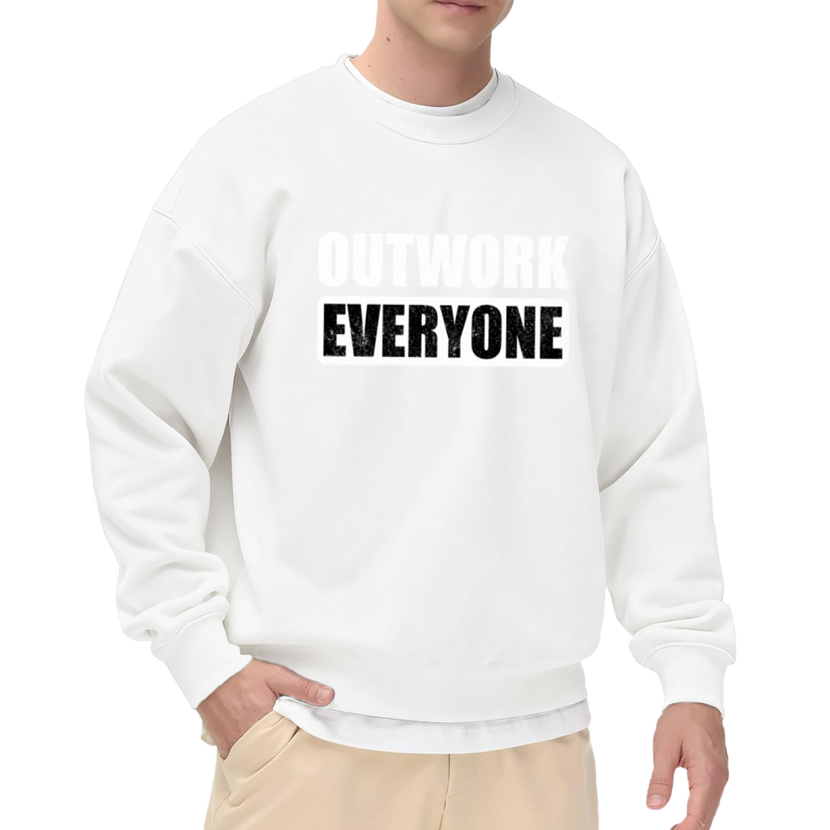 Outwork Everyone Motivational Quote Crewneck Sweatshirt Gym Workout Inspirational Pullover