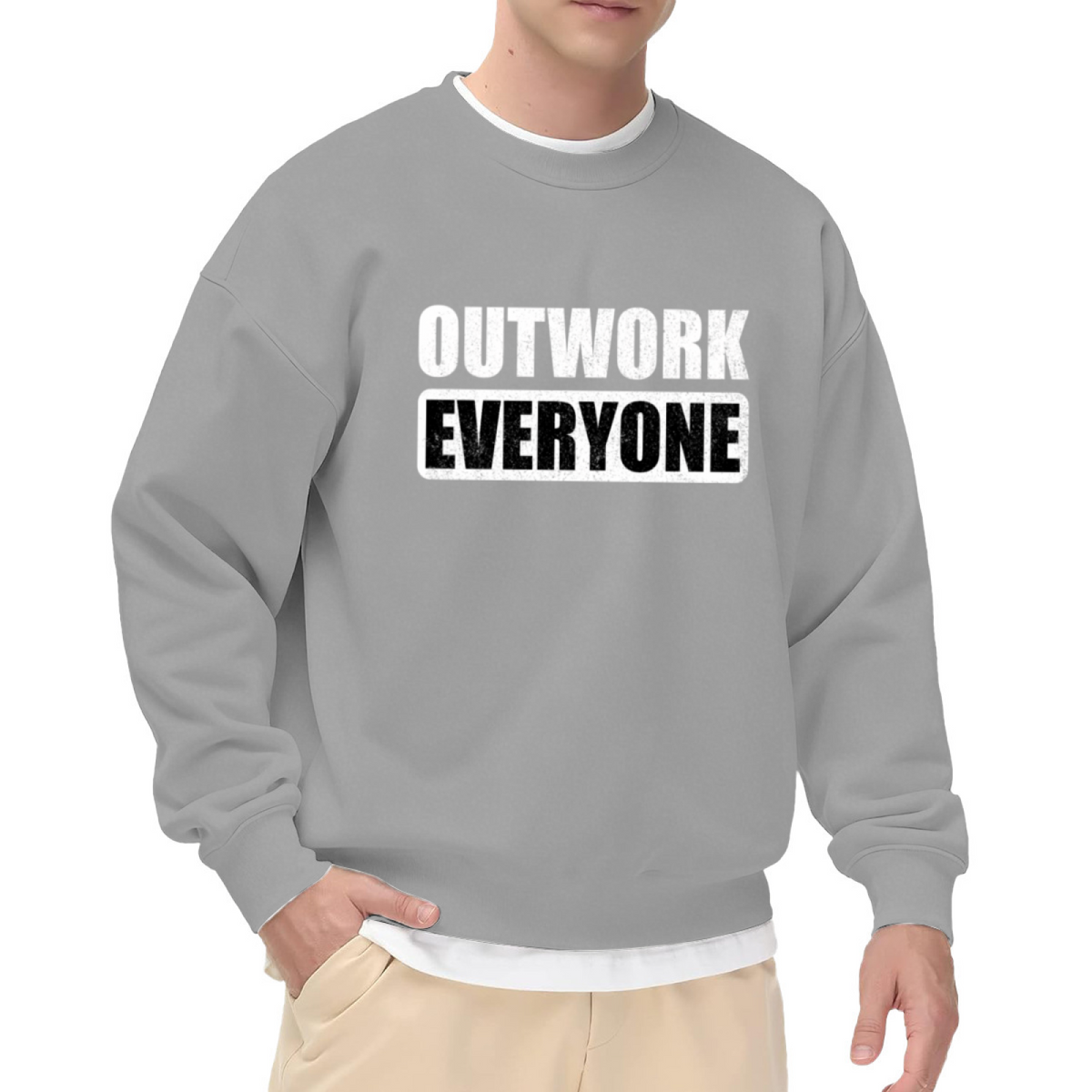 Outwork Everyone Motivational Quote Crewneck Sweatshirt Gym Workout Inspirational Pullover