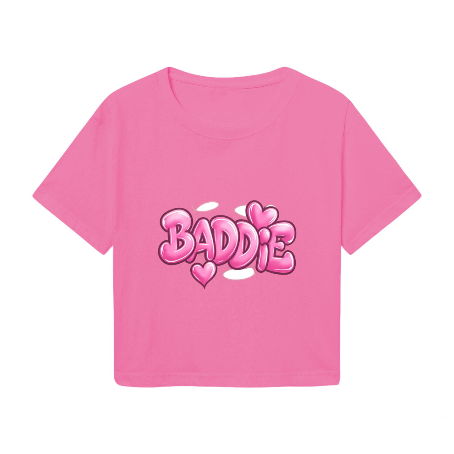 Bubble Graffiti Baddie Heart Hot Pink Y2K  Tee
