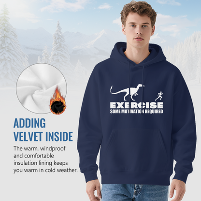Exercise Dinosaur Runner Funny Navy Hoodie, Lazy Workout Lover Soft Pullover