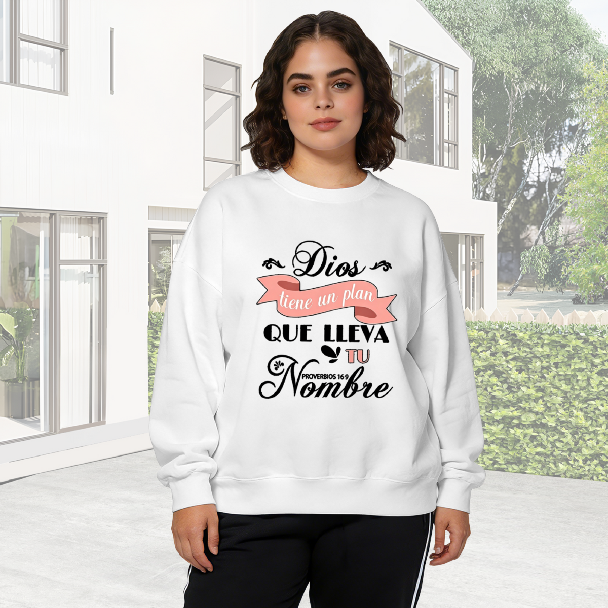 Inspirational Spanish Faith Quote Graphic Crewneck Sweatshirt