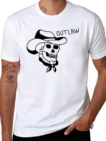 Outlaw Skull Graphic T-Shirt - Mens Black Cotton Tee