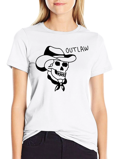 Outlaw Skull Graphic T-Shirt - Mens Black Cotton Tee