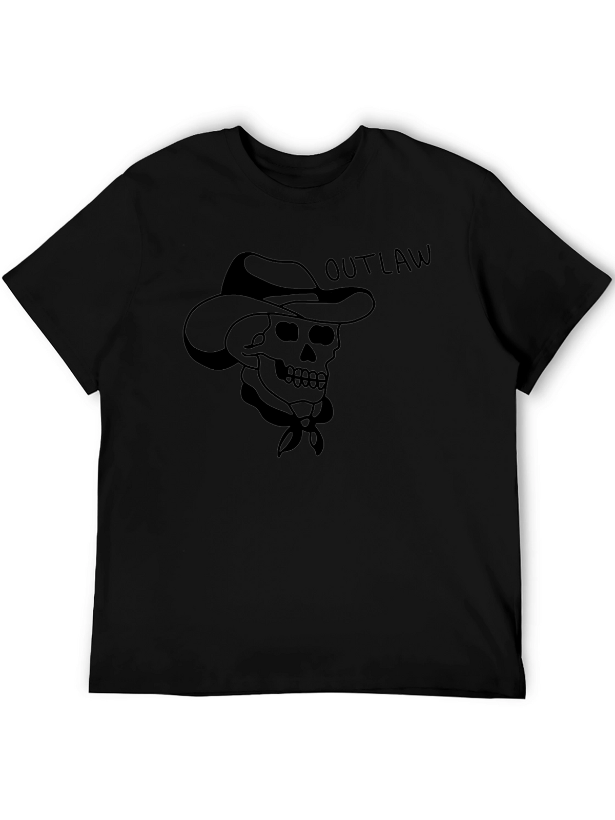 Outlaw Skull Graphic T-Shirt - Mens Black Cotton Tee