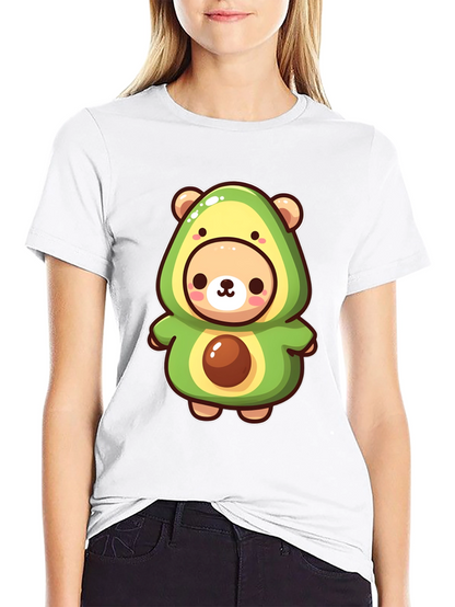 Cute Avocado Bear Black T-Shirt