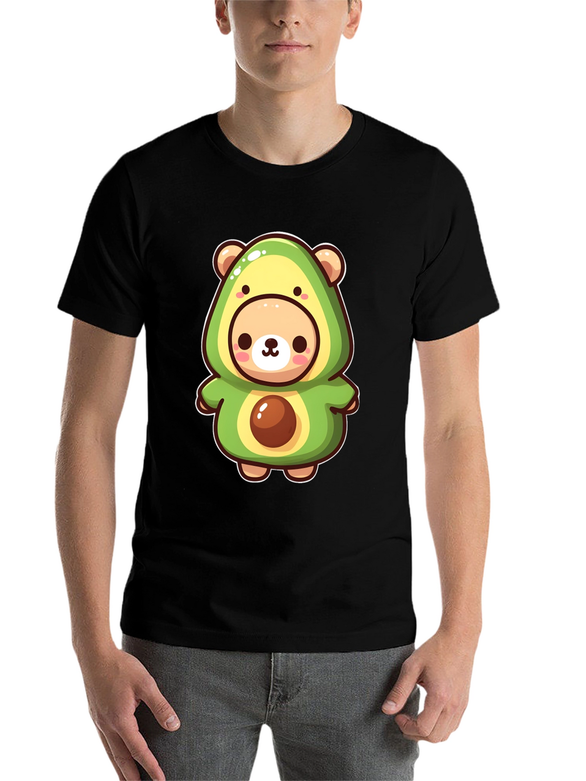 Cute Avocado Bear Black T-Shirt