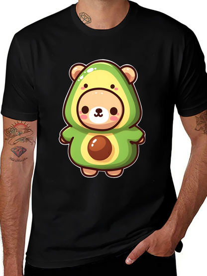 Cute Avocado Bear Black T-Shirt