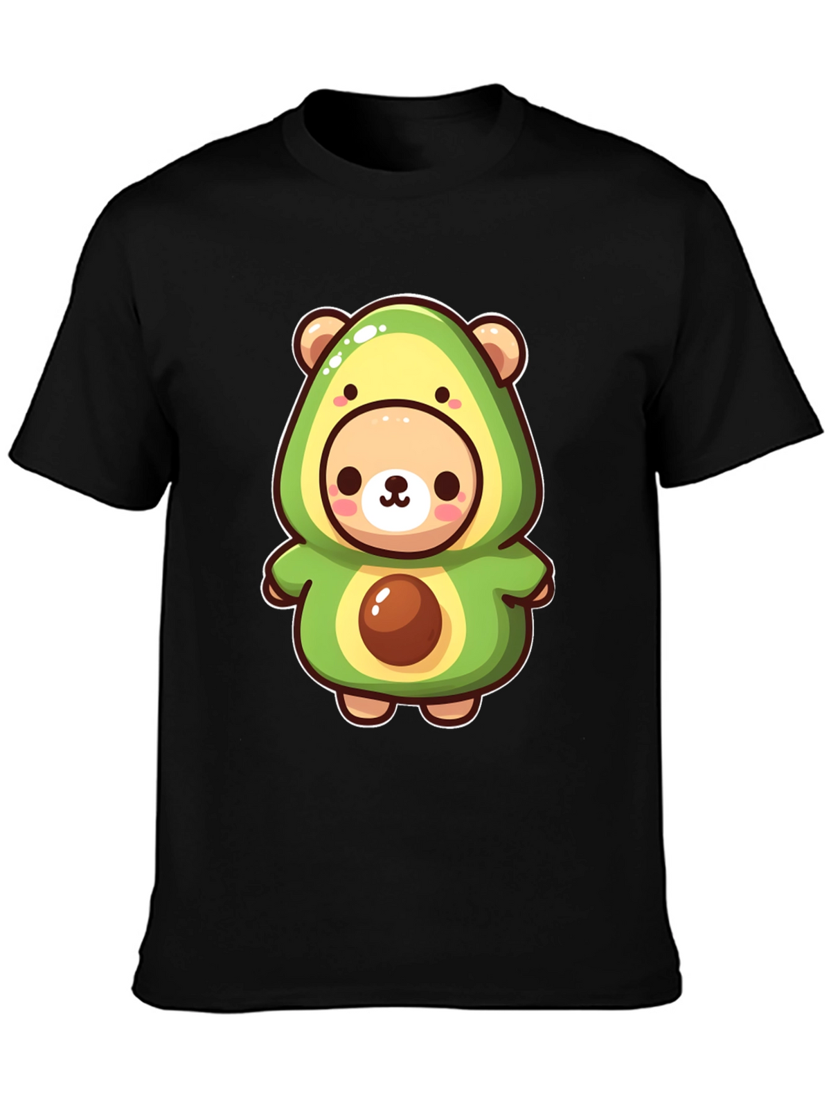 Cute Avocado Bear Black T-Shirt