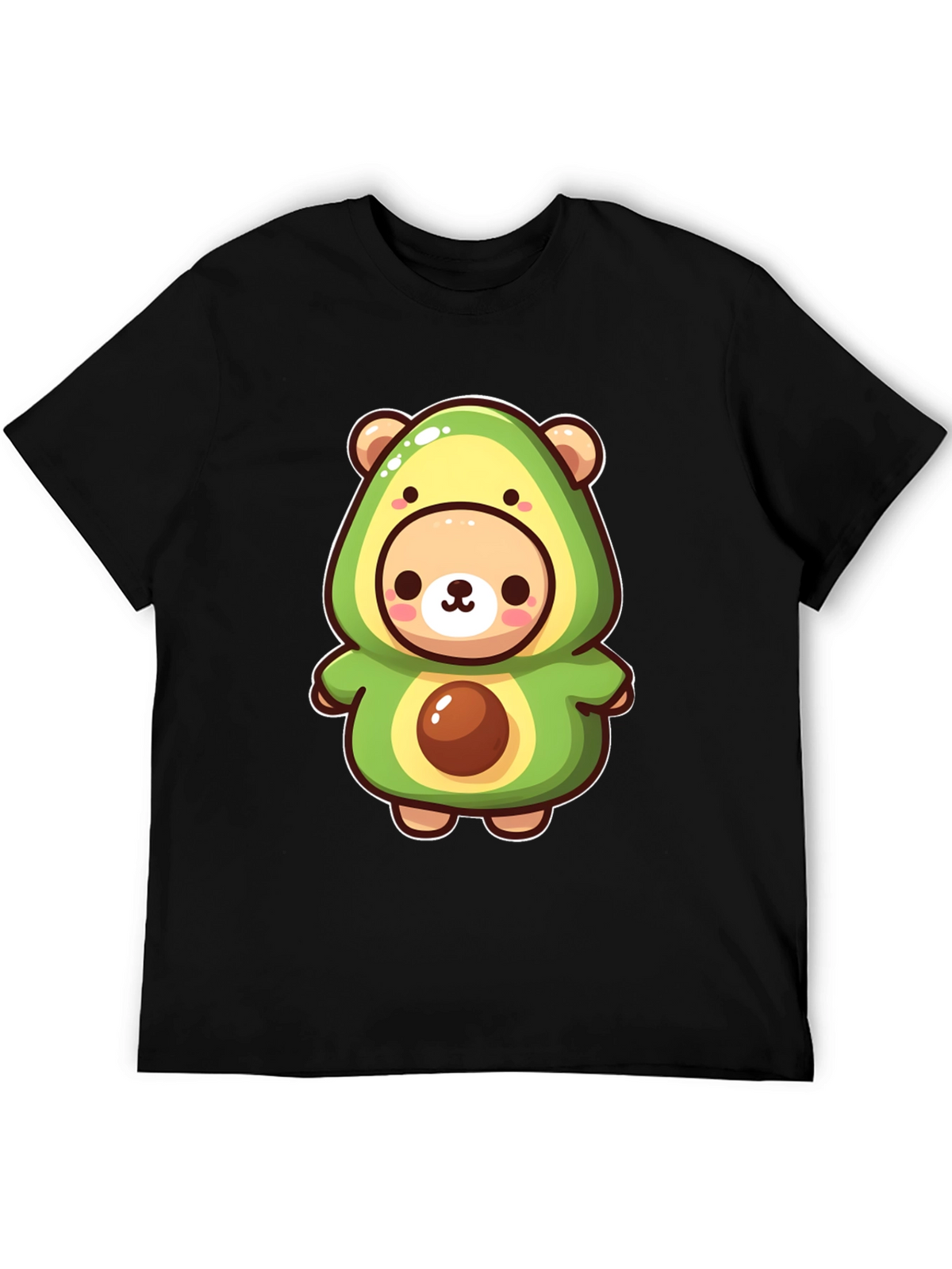 Cute Avocado Bear Black T-Shirt