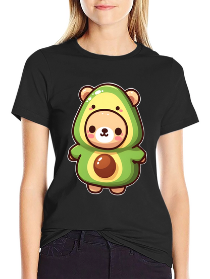 Cute Avocado Bear Black T-Shirt
