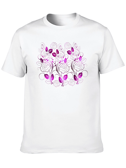 Floral Pattern Black T-Shirt for Men
