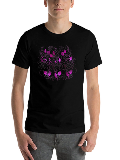 Floral Pattern Black T-Shirt for Men