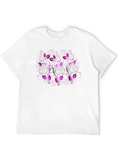 Floral Pattern Black T-Shirt for Men