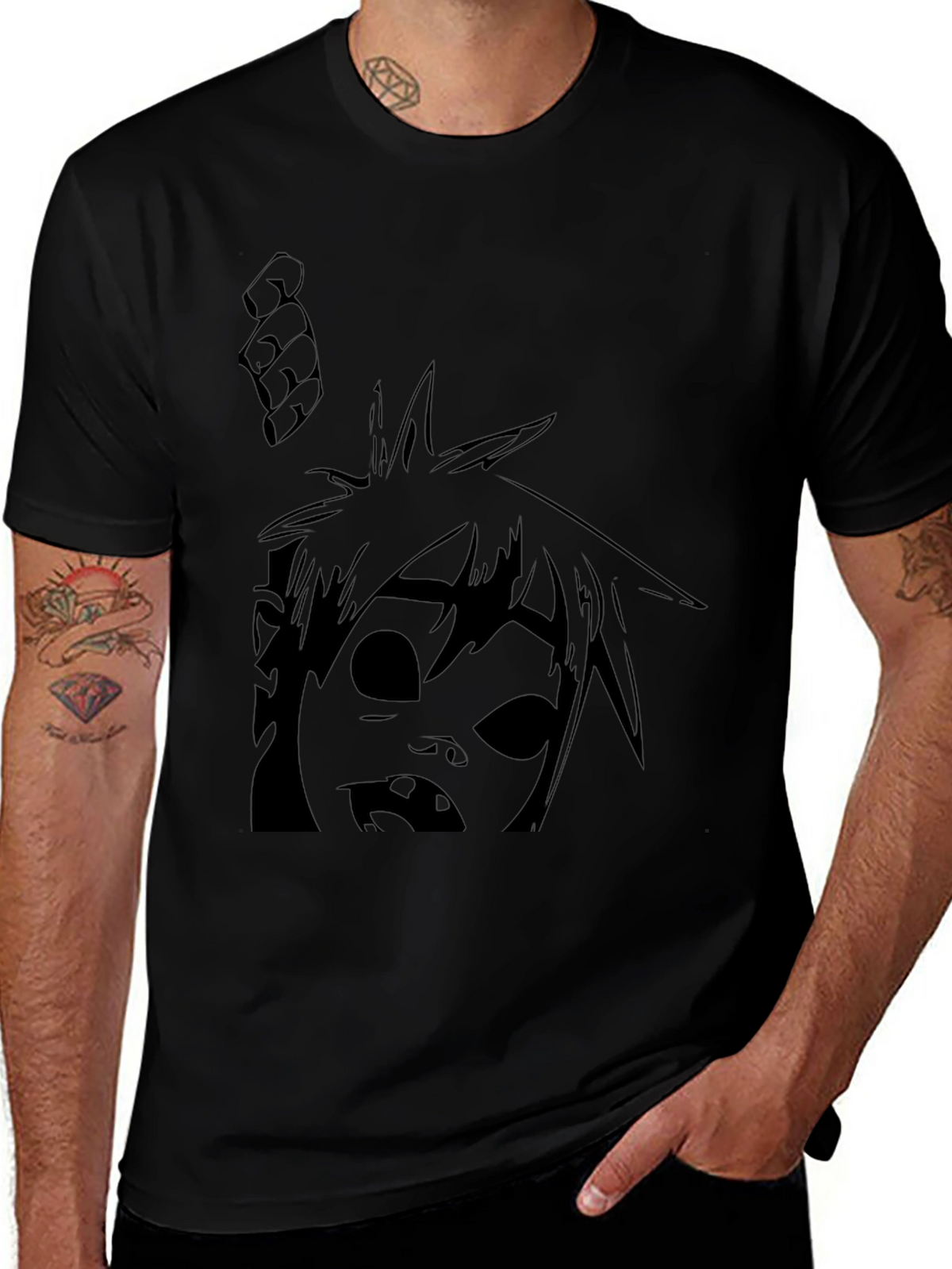 Graphic T-Shirt: Animated Character Design - Black