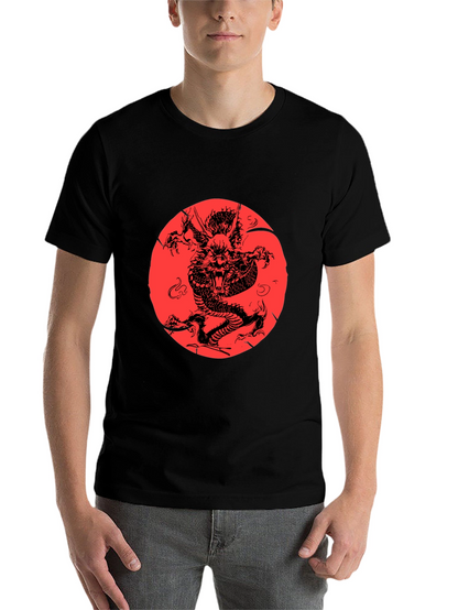 Dragon Graphic Print Black Crewneck T-Shirt