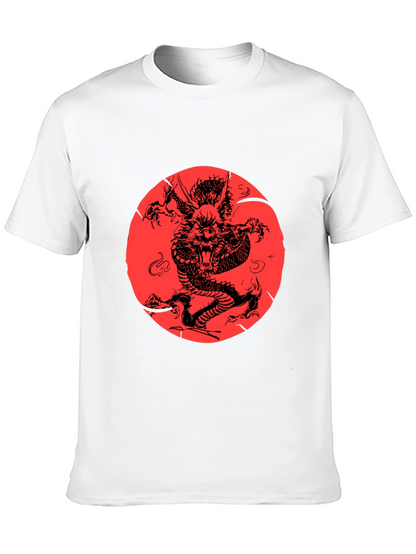 Dragon Graphic Print Black Crewneck T-Shirt