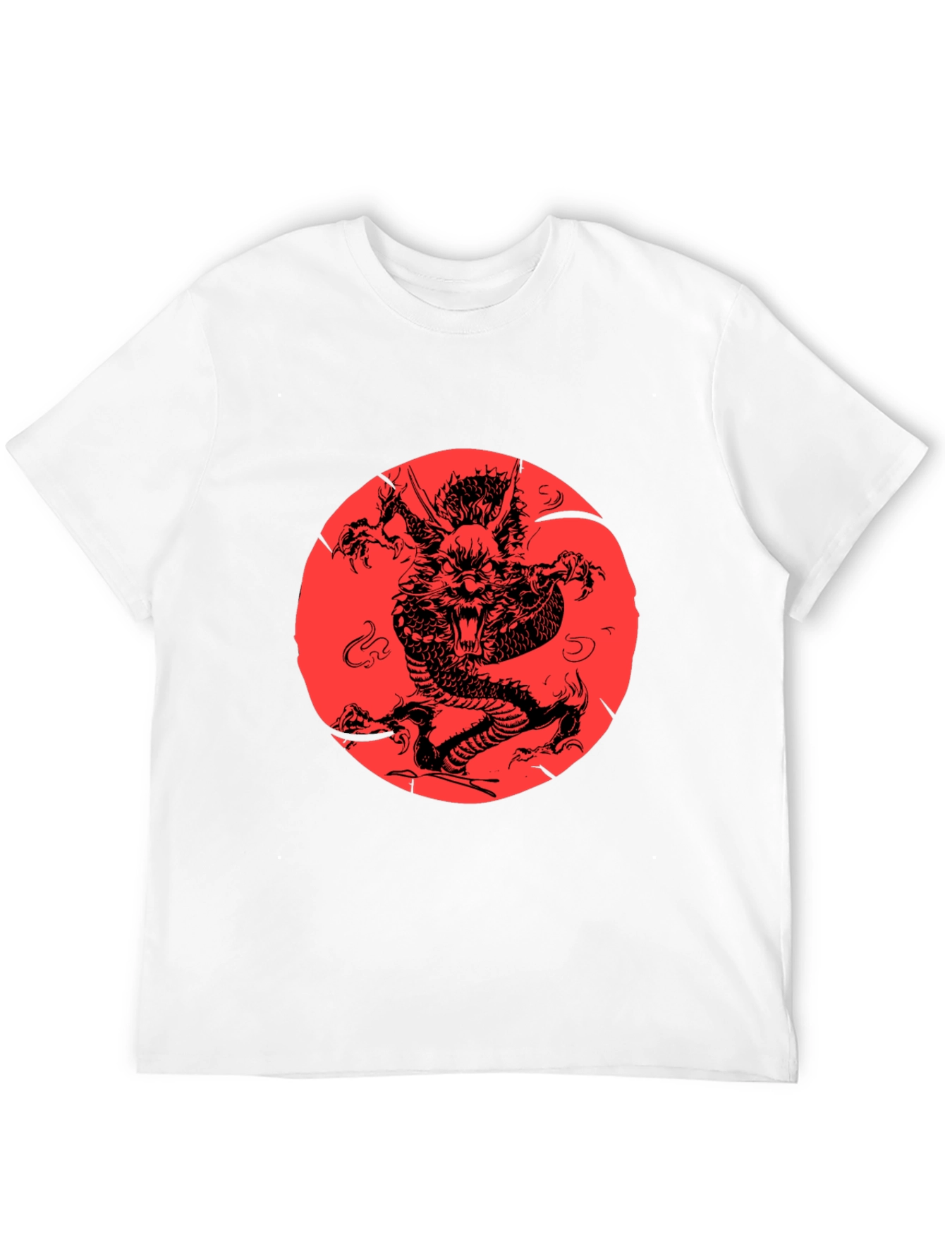 Dragon Graphic Print Black Crewneck T-Shirt