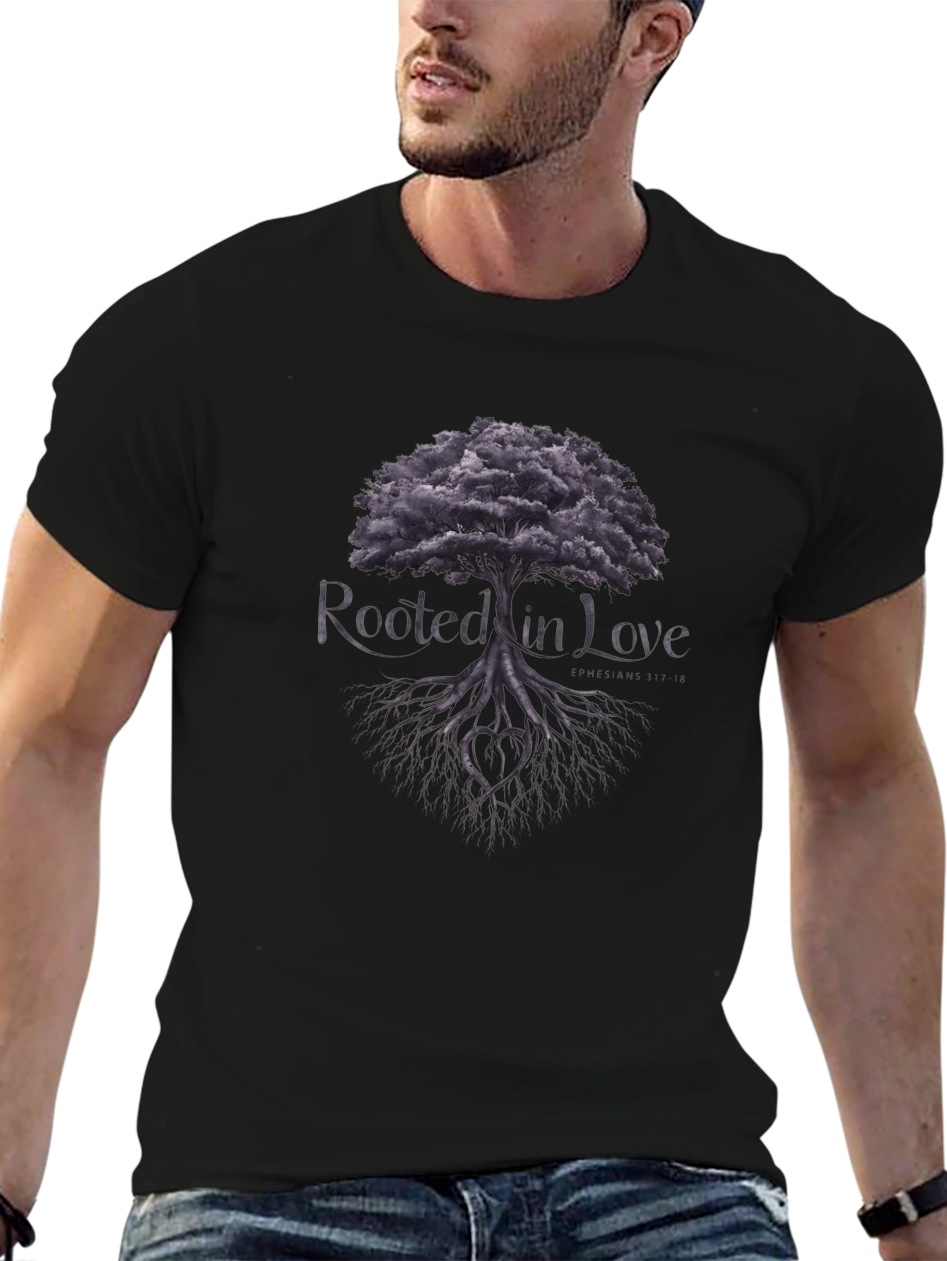 Rooted in Love Tree Graphic Tee - Black