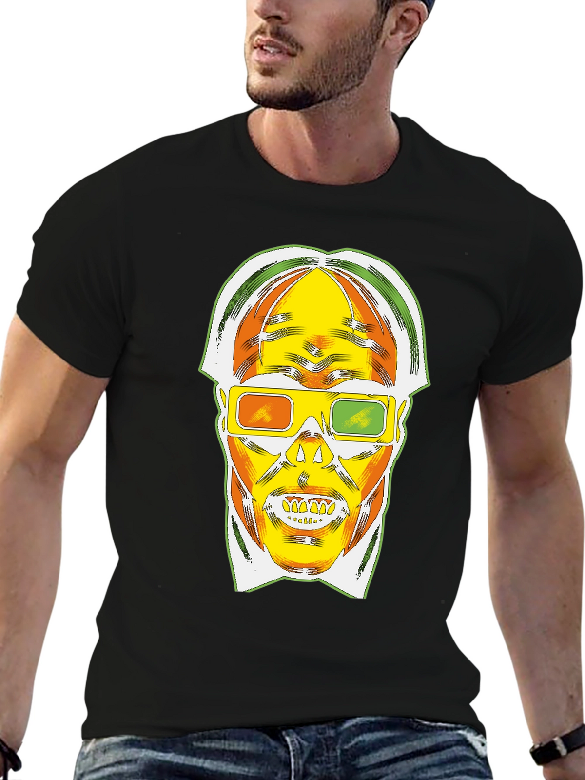 Retro 3D Skull Graphic T-Shirt - Bold Style
