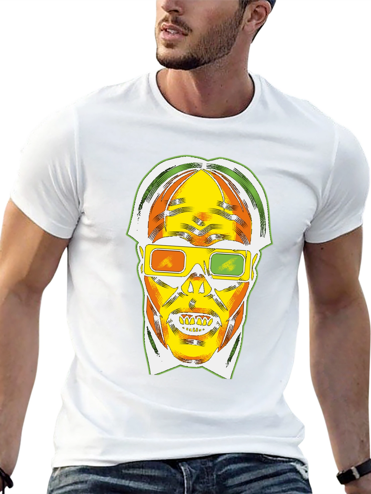 Retro 3D Skull Graphic T-Shirt - Bold Style