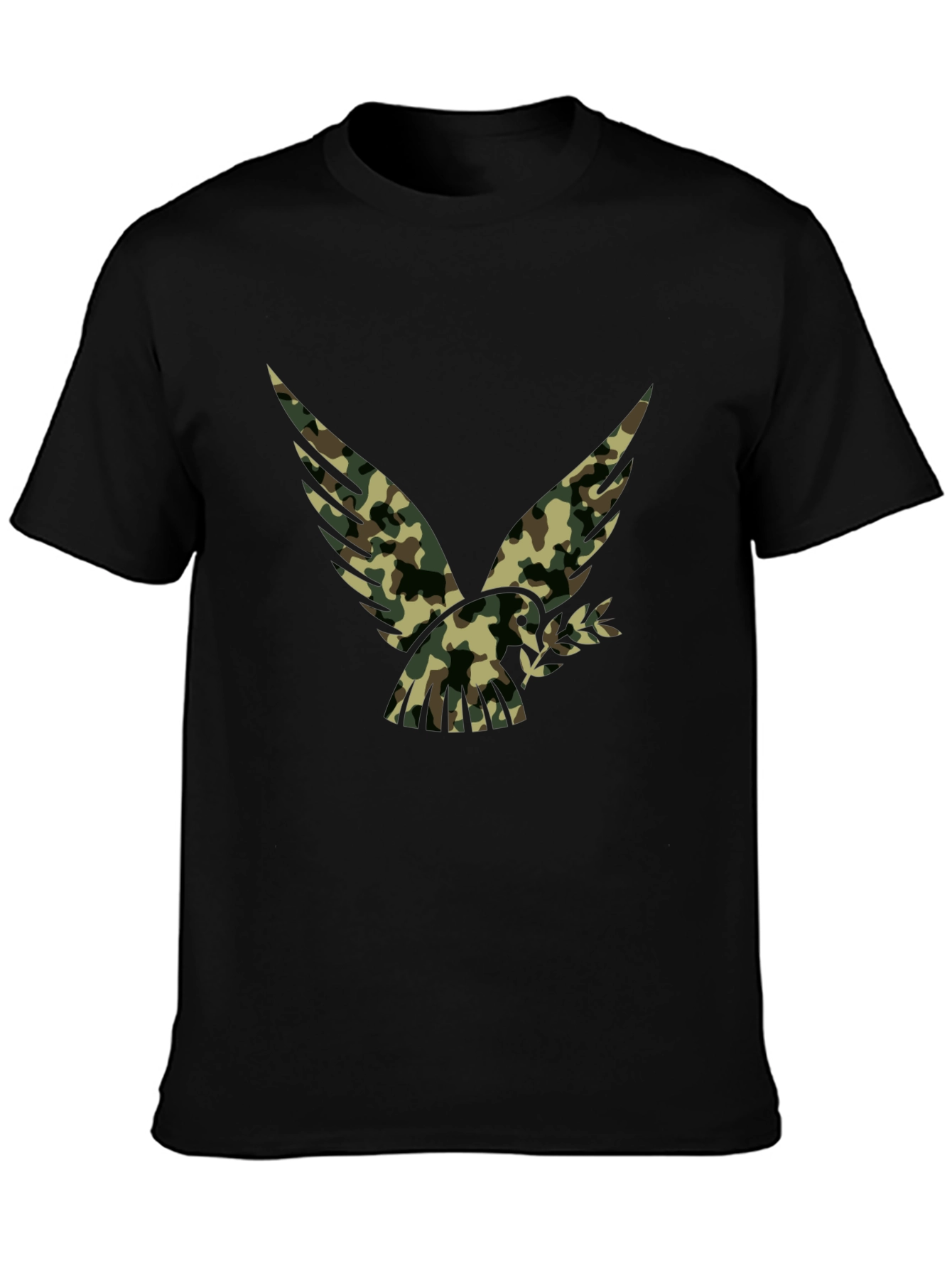 Camouflage Eagle Graphic Black T-Shirt