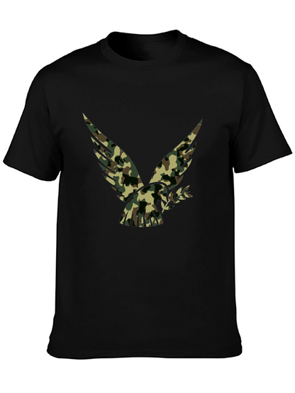 Camouflage Eagle Graphic Black T-Shirt