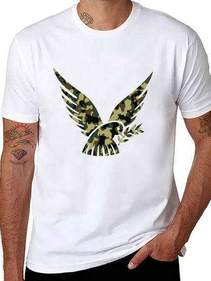 Camouflage Eagle Graphic Black T-Shirt