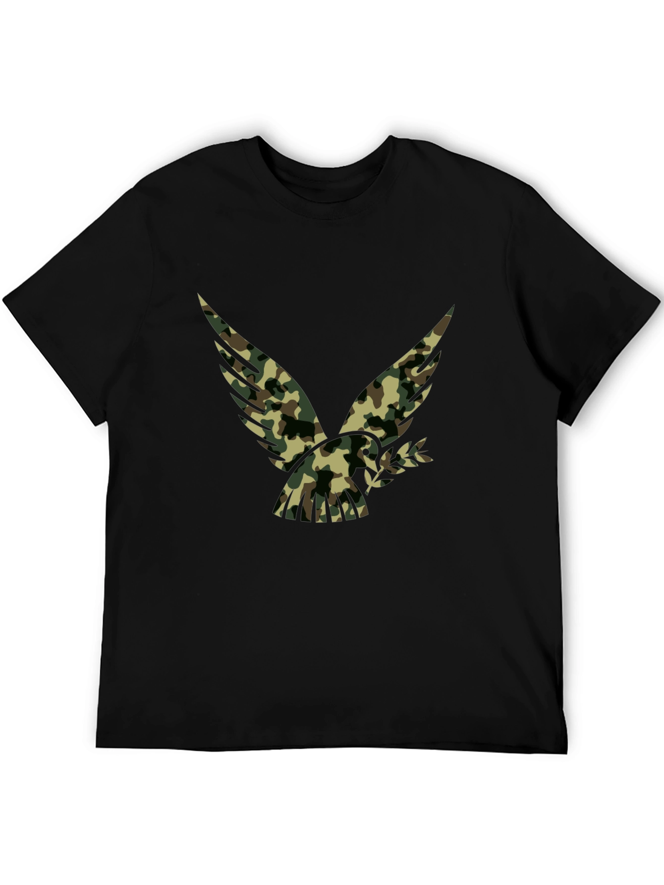 Camouflage Eagle Graphic Black T-Shirt