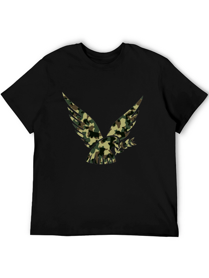 Camouflage Eagle Graphic Black T-Shirt