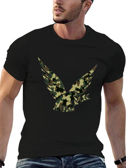 Camouflage Eagle Graphic Black T-Shirt