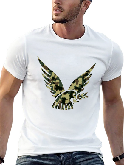 Camouflage Eagle Graphic Black T-Shirt