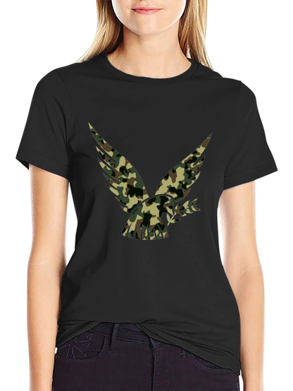 Camouflage Eagle Graphic Black T-Shirt