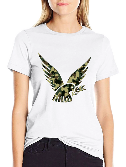 Camouflage Eagle Graphic Black T-Shirt