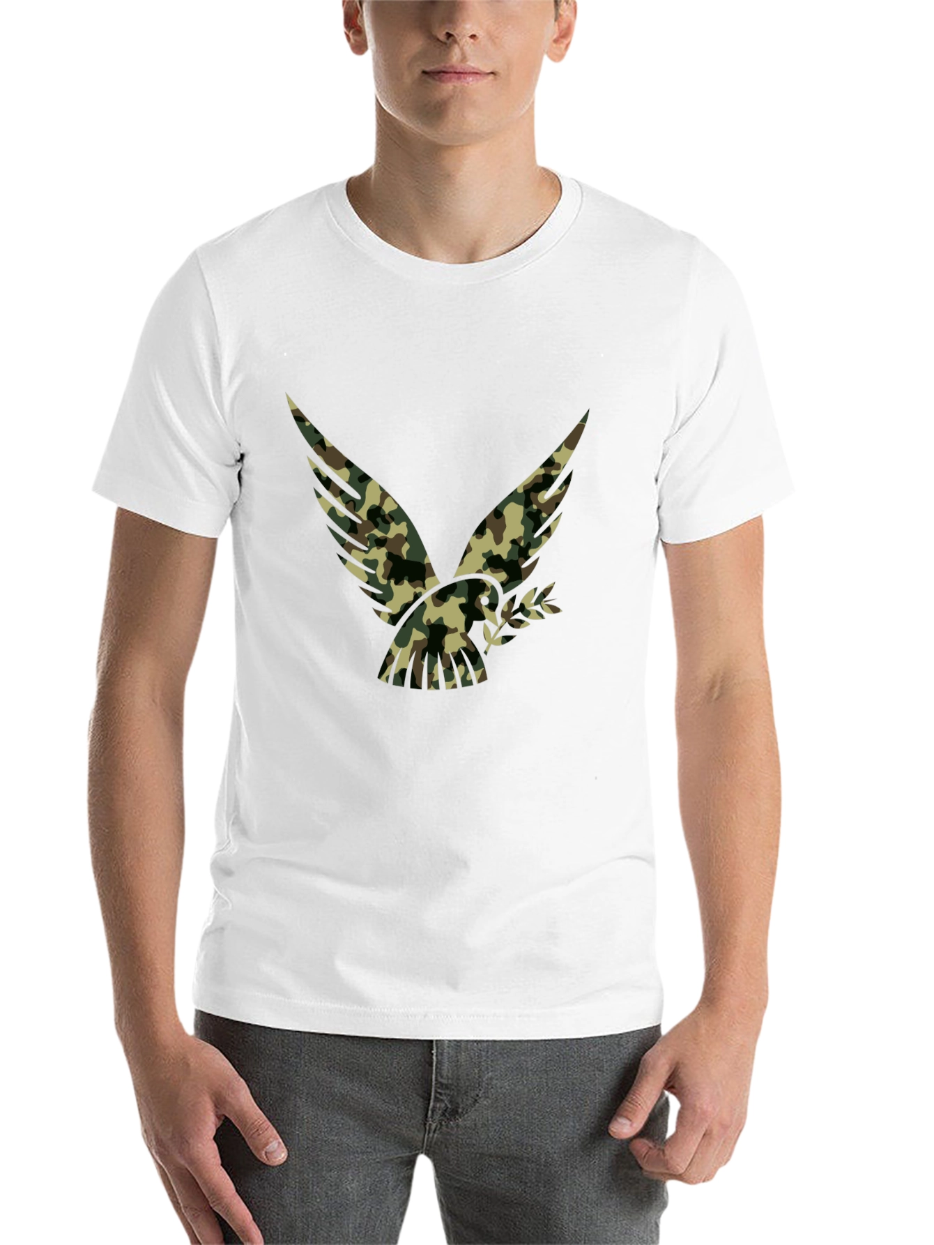 Camouflage Eagle Graphic Black T-Shirt